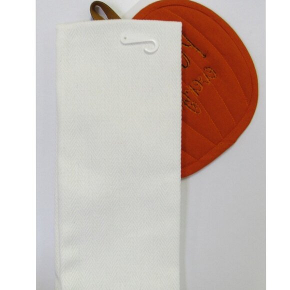 2 PC Set Potholder Oven Mitt & Kitchen Towel Pumpkin Harvest "Pumpkin Everything - Picture 4 of 4